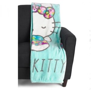 HELLO KITTY Teal Dream And Sparkle Rainbow Heart Throw Made By Sanrio